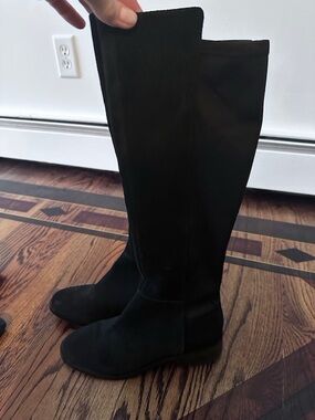 Saks Black dual texture Suede Riding Boots